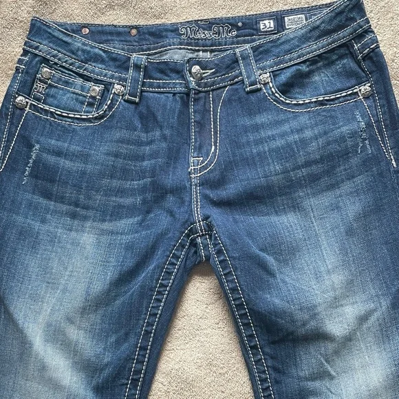 Miss Me 31 Blue Embellished Capris - Picture 8 of 13